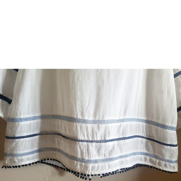 J. Jill Top White XS Peasant Bohemian Gypsy Mother of Pearl Buttoned Pullover - Picture 9 of 14